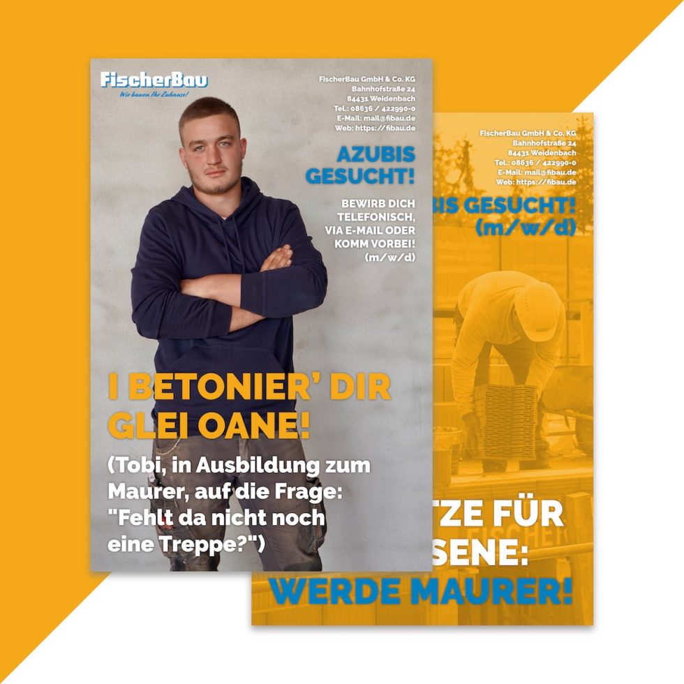 Kreative Anzeigengestaltung für Print- und Online-Kampagnen – Projekt FischerBau, Weidenbach – geschmacksRaum® WERBEAGENTUR