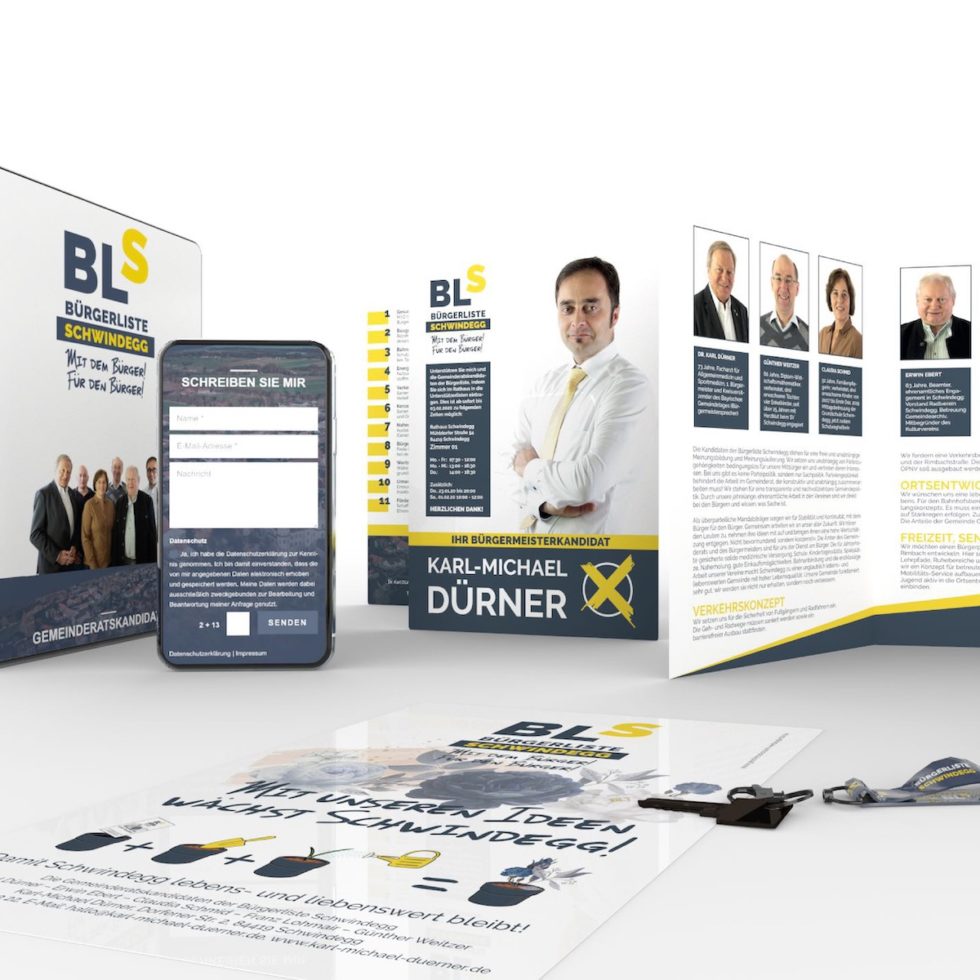Kreative Anzeigengestaltung für Print- und Online-Kampagnen – Projekt Bürgermeisterkandidat Karl-Michael Dürner, Schwindegg – geschmacksRaum® WERBEAGENTUR