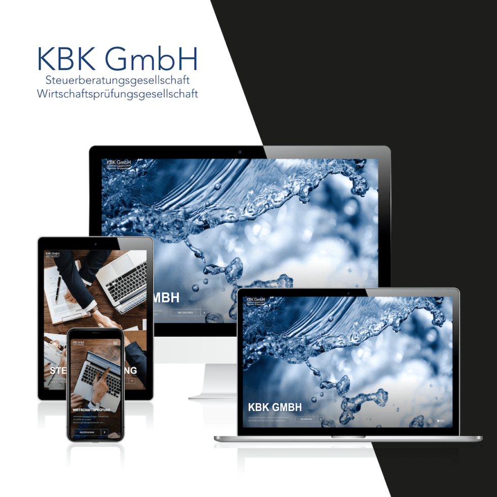 Modernes, responsives Webdesign für die KBK GmbH - Steuerberater & Wirtschaftsprüfer, Buchbach – UI/UX Umsetzung von geschmacksRaum® WERBEAGENTUR