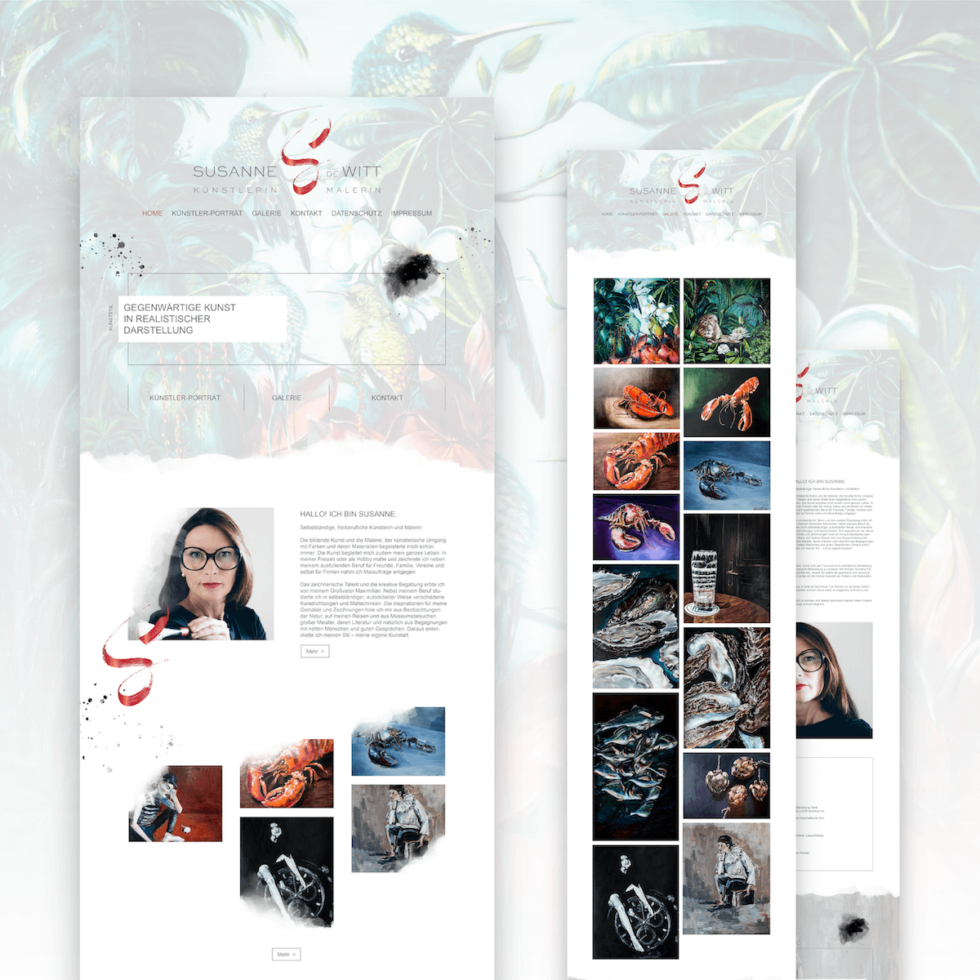 Modernes, responsives Webdesign für Susanne de Witt, Buchbach – UI/UX Umsetzung von geschmacksRaum® WERBEAGENTUR