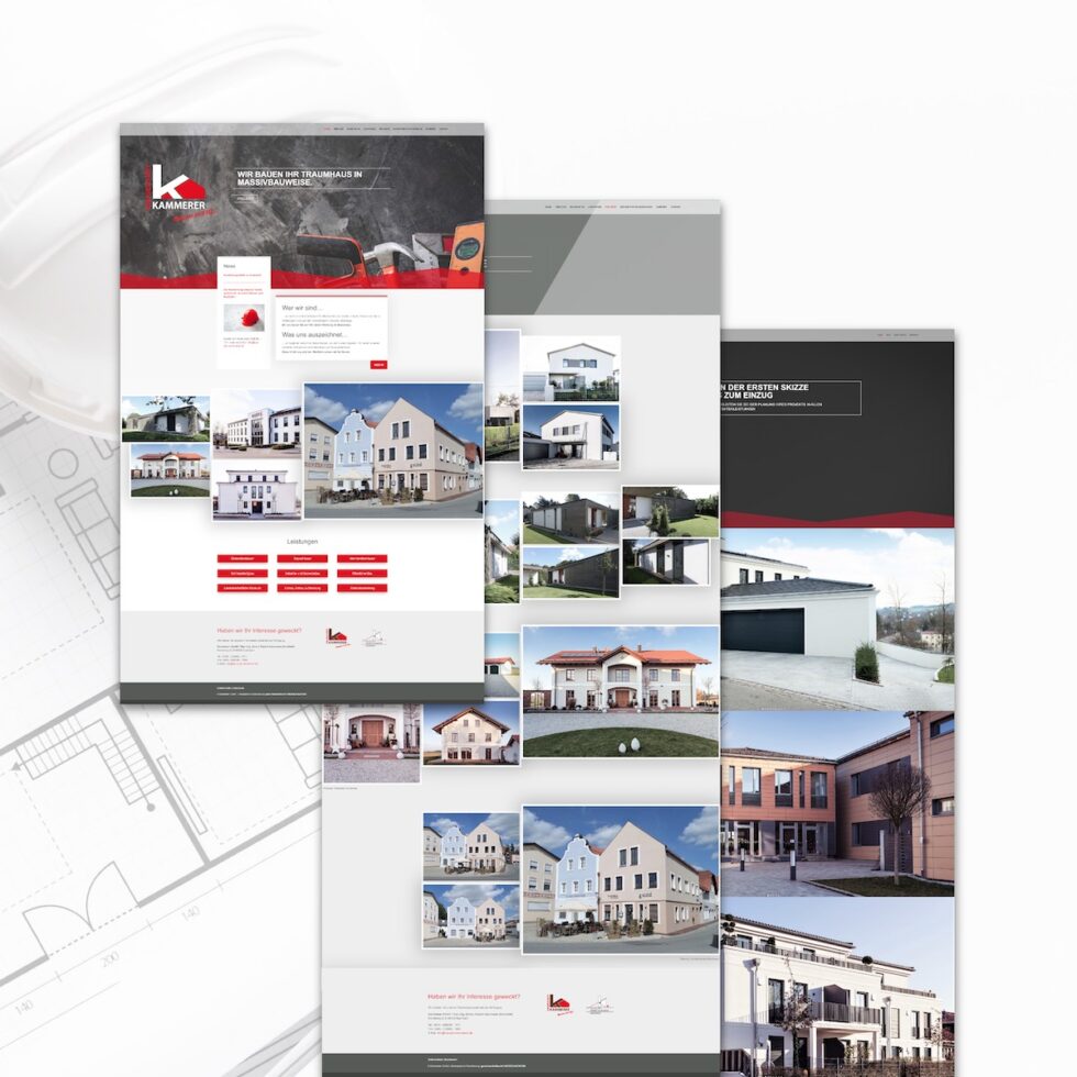 Modernes, responsives Webdesign für KAMMERER Bauunternehmen & Architekten, Buchbach – UI/UX Umsetzung von geschmacksRaum® WERBEAGENTUR