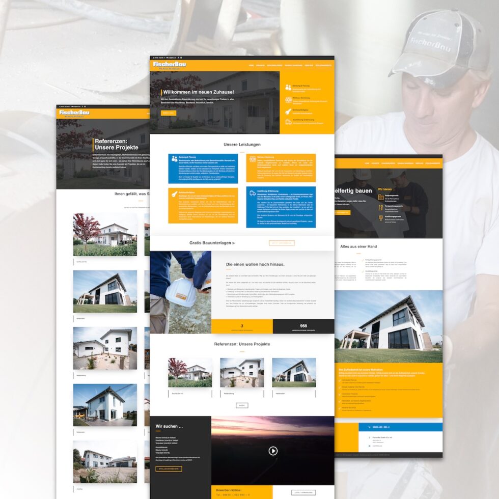 Modernes, responsives Webdesign für FischerBau Bauträger, Weidenbach – UI/UX Umsetzung von geschmacksRaum® WERBEAGENTUR