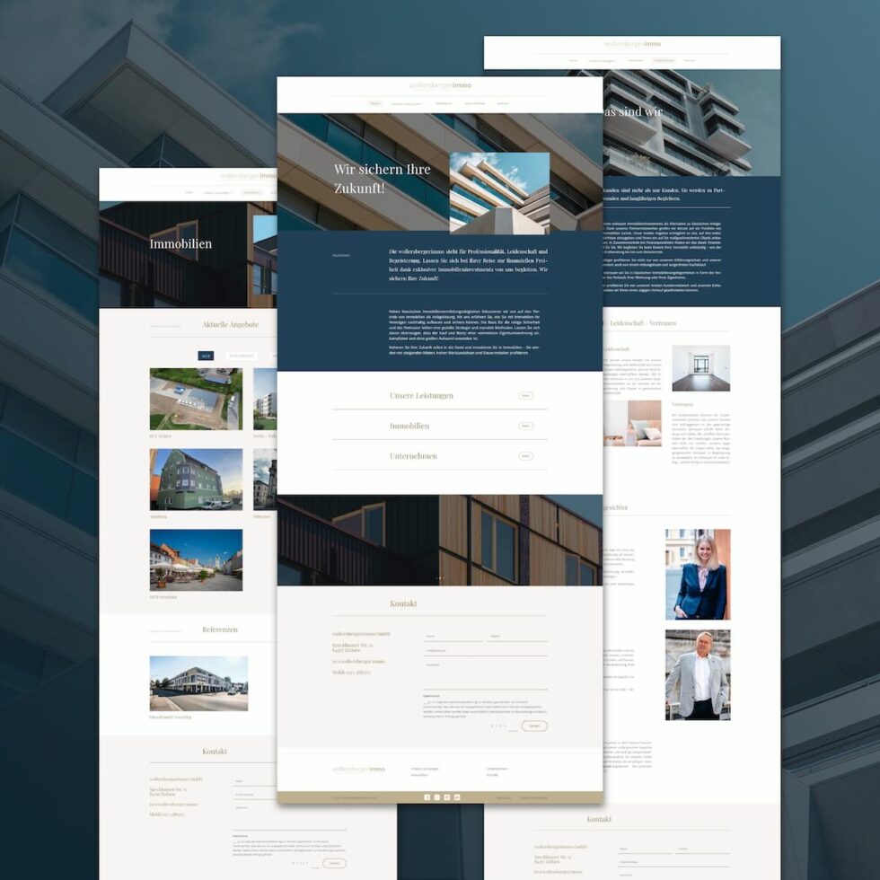 Modernes, responsives Webdesign für wollersberger.immo, Immobilien, Landkreis Mühldorf a.Inn – UI/UX Umsetzung von geschmacksRaum® WERBEAGENTUR