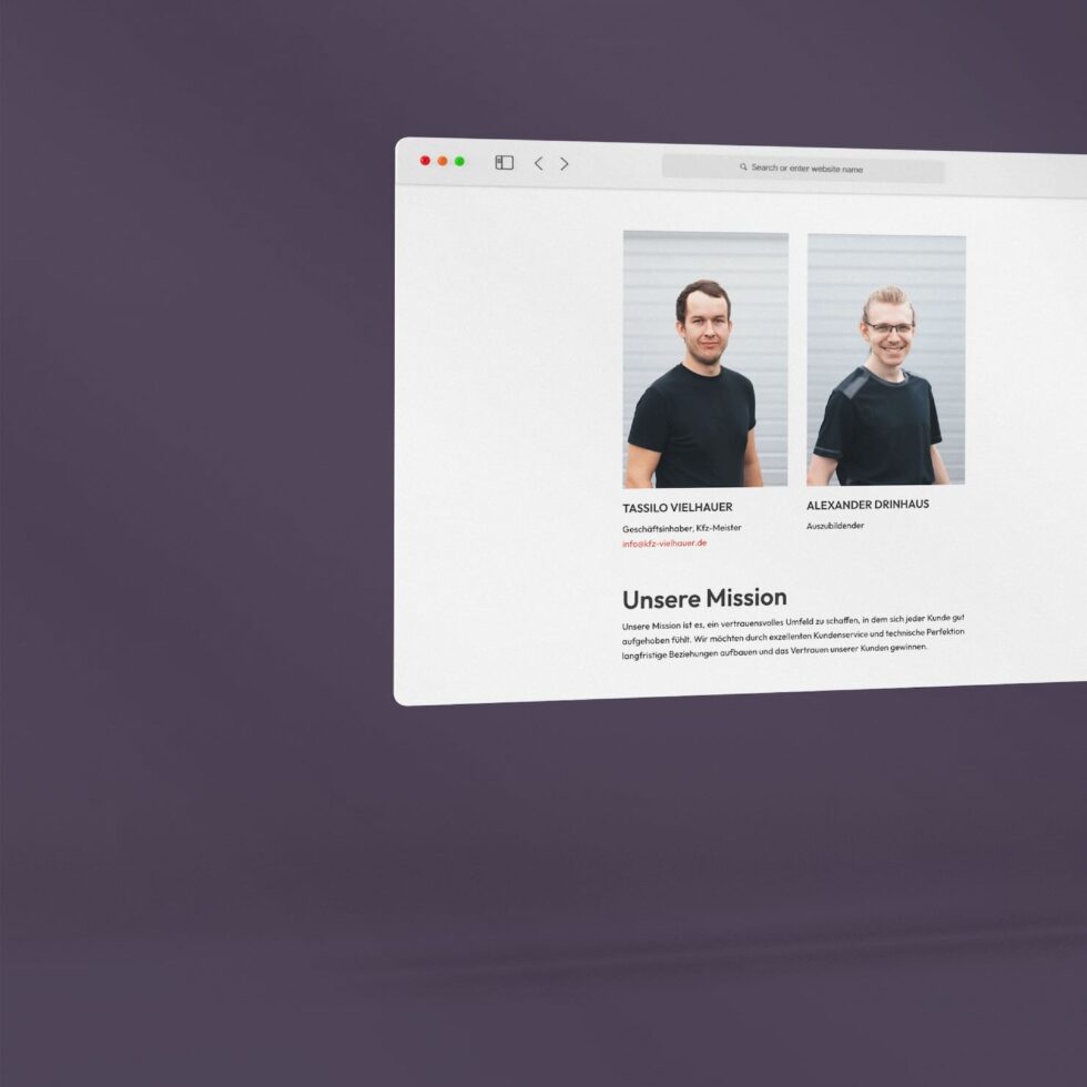 Individuelles Interface Design (UI) und Nutzerführung (UX) für die Kfz-Werkstatt Tassilo Vielhauer in Obertaufkirchen – geschmacksRaum® WERBEAGENTUR