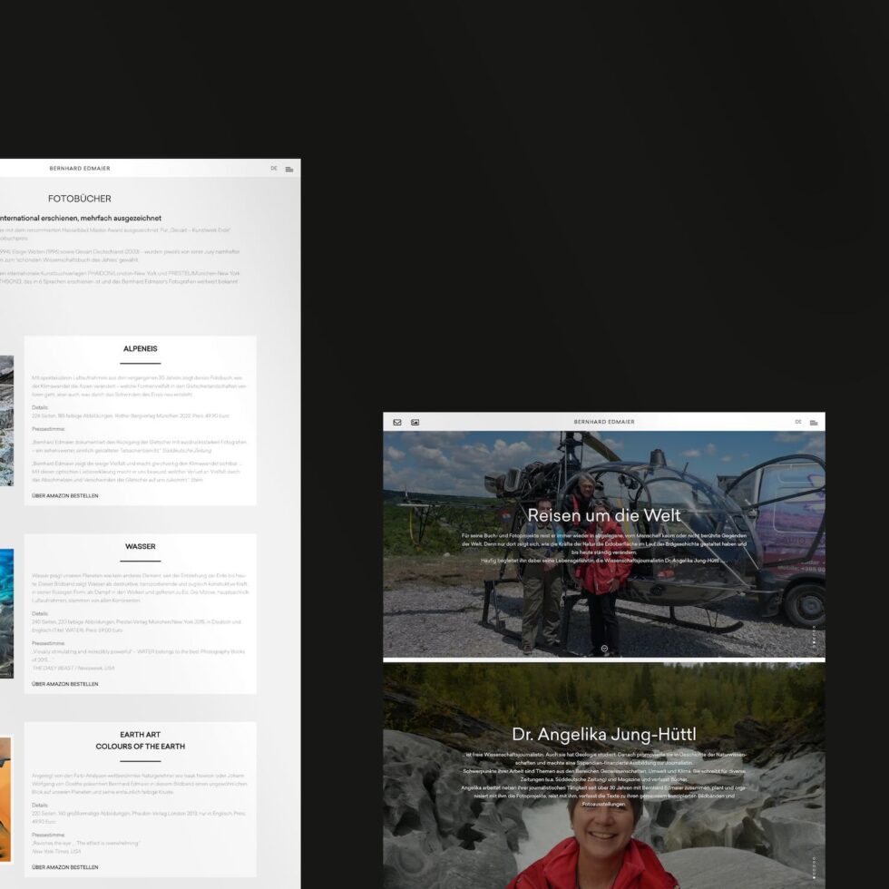 Visuelles Storytelling internationaler Foto-Expeditionen: Web-Sektion „Reisen“ für Bernhard Edmaier Photography – geschmacksRaum® WERBEAGENTUR