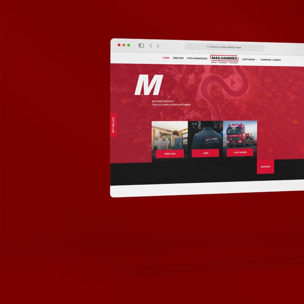 Ganzheitlicher Website-Relaunch mit Fokus auf User Experience für die Mailhammer GmbH, Obertaufkirchen – geschmacksRaum® WERBEAGENTUR